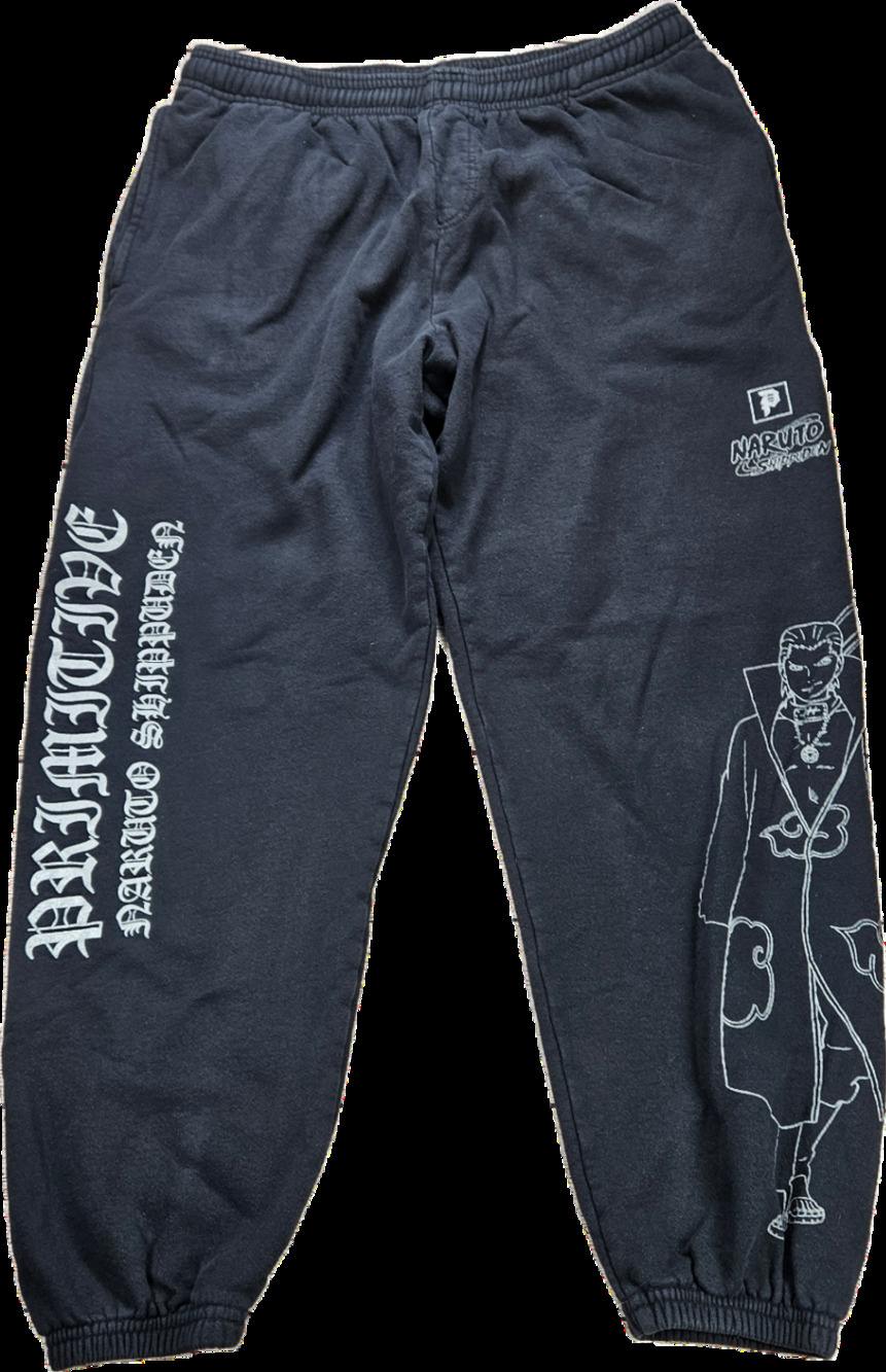 Primitive Naruto Shippuden Men's Black Sweatpants Joggers Cotton Fleece L